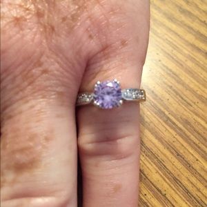 Petite pink square crystal ring